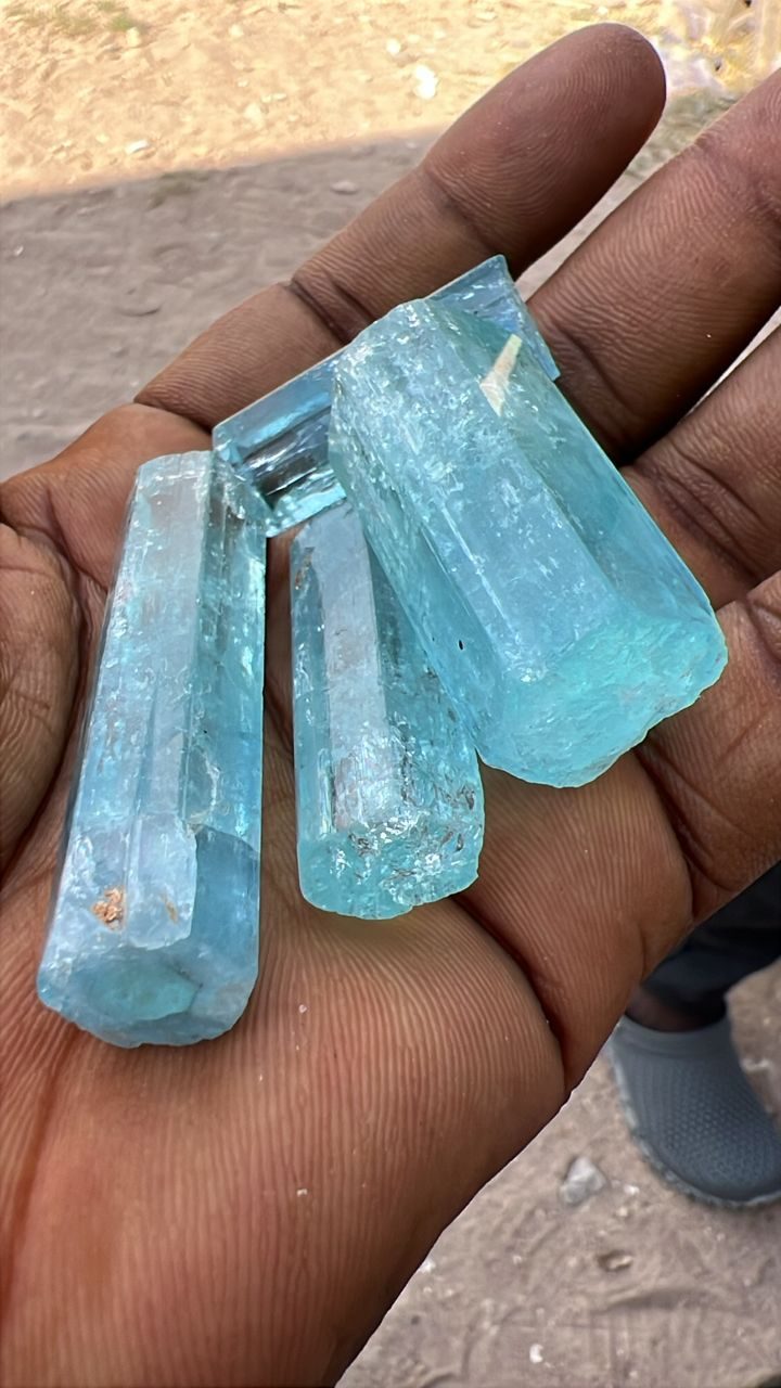 Gem-quality aquamarine crystals