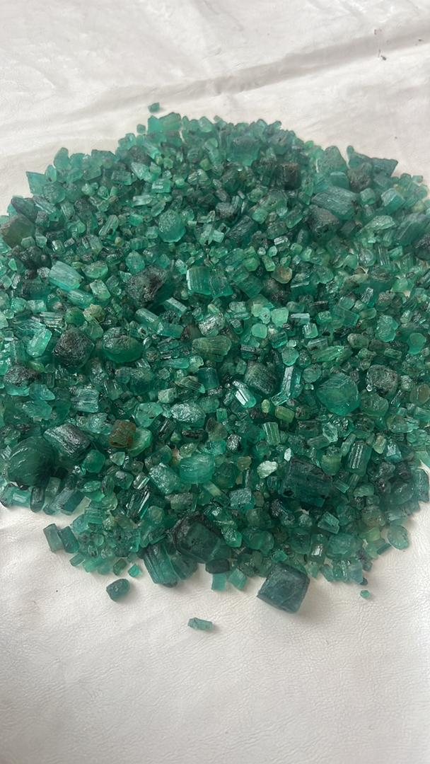 Rough emerald crystals