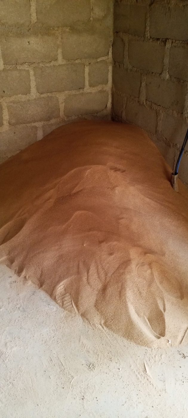 Processed mineral sand in storage