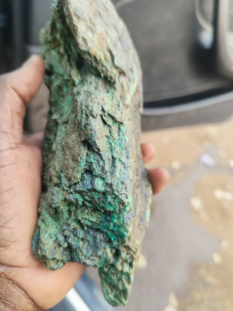 Copper ore with green malachite